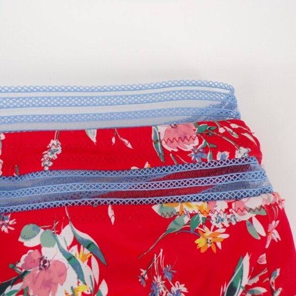 Jessica Simpson Swim Bottom High Waisted Red Floral with Lace Trim. EUC. Size S - Picture 3 of 7